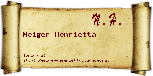 Neiger Henrietta névjegykártya